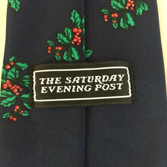 The Saturday Evening Post Mens Tie Santa Elves Christmas Letters Vintage 1997 - Picture 5 of 9